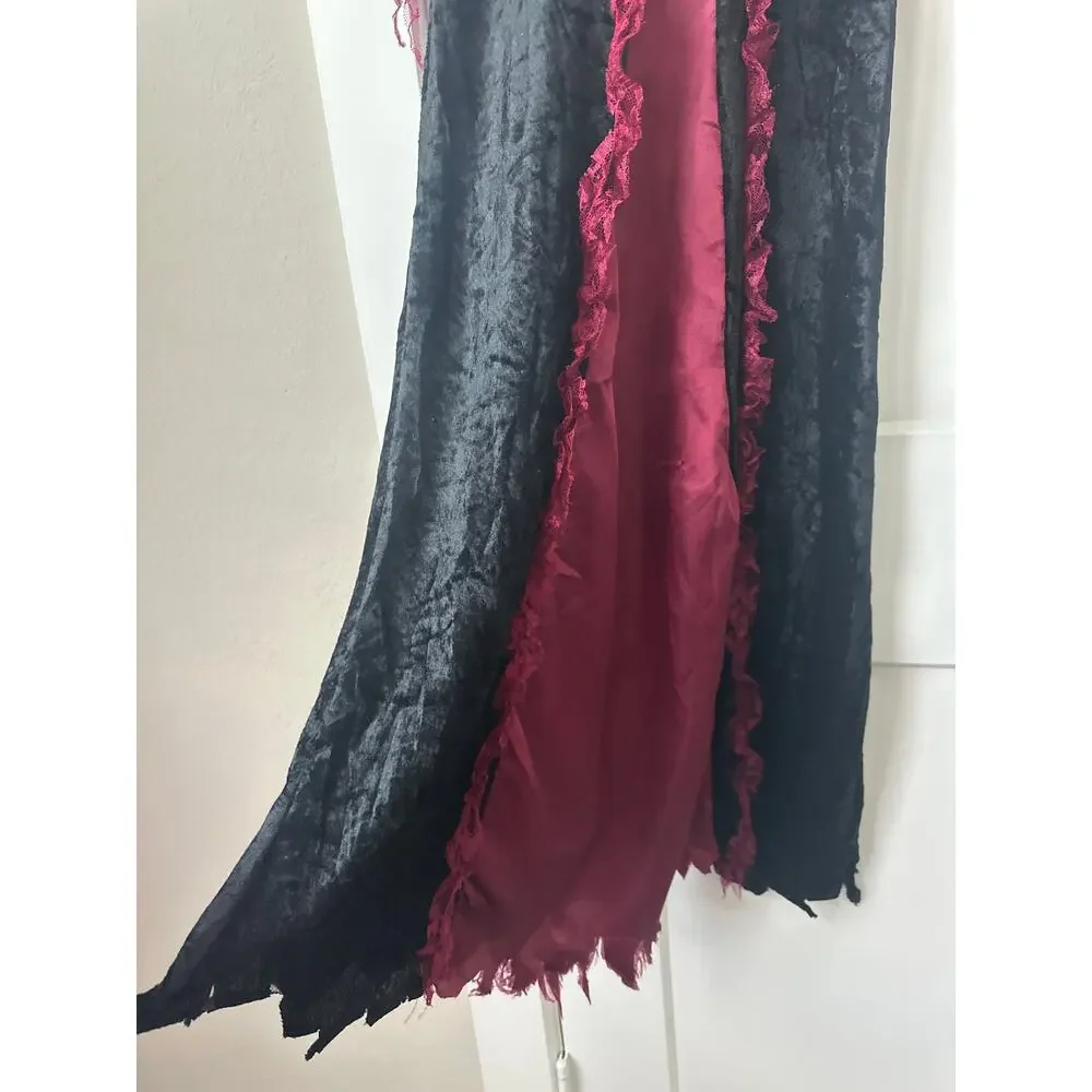 Girls Red & Black Wicked Sorceress Witch Vampira Dress Halloween Costume Sz 10